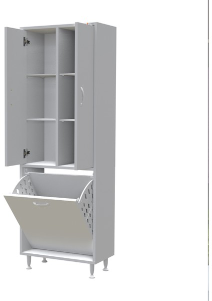 ARD-133 Inci 2 Kapaklı Kirli Çamaşır Sepetli Banyo Dolabı Muftak Dolabı Çok Amaçlı Dolap