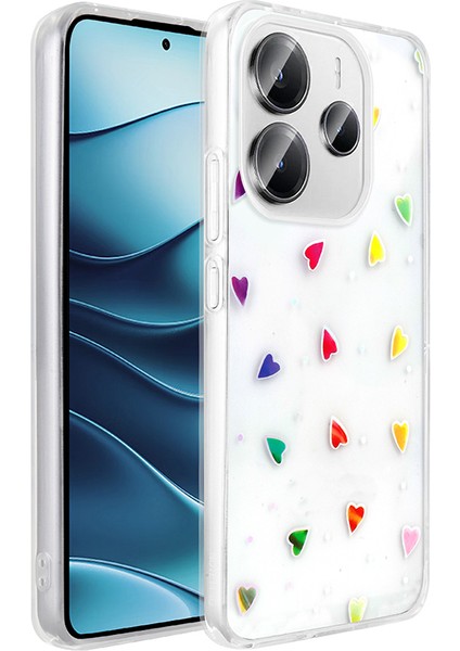 Redmi Note 14 4g Kılıf Şeffaf Figürlü Zore Folk Sert Kapak - Kalp