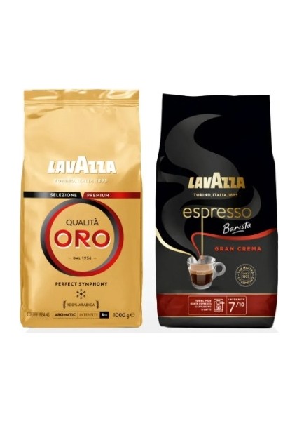 Qualità Oro + Espresso Barista Gran Crema Çekirdek Kahve (1000GR) 2'li Paket