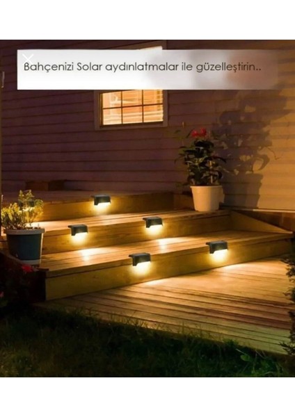 4 Adet Köşebent Merdiven Veranda Solar Güneş Enerjili Lamba