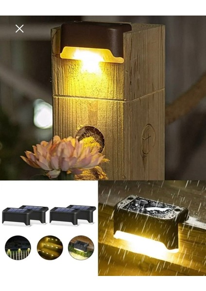 4 Adet Köşebent Merdiven Veranda Solar Güneş Enerjili Lamba fırsatları