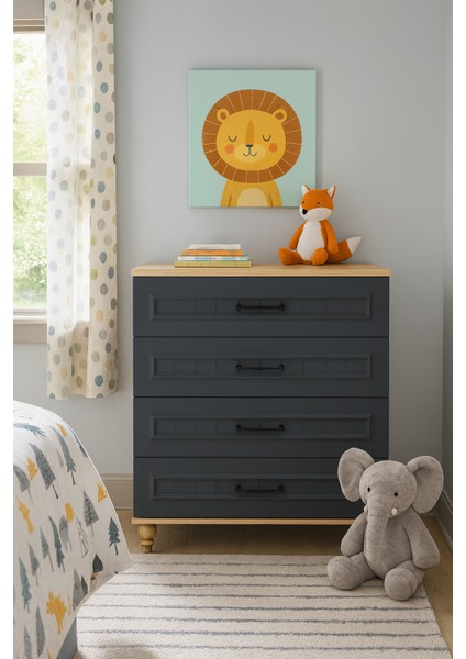 Ozan Çekmeceli Şifonyer | %100 MDF Gövde | Ağaç Ayaklar | REHAU Kaplama Membran Kaplama Çekmeceler