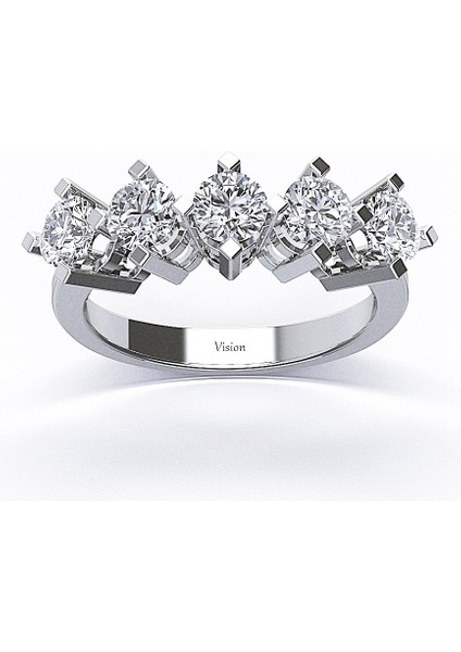 925 Ayar Gümüş 5 Taş Yüzük Pırlanta Montürü