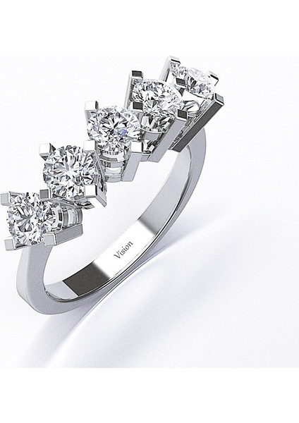 925 Ayar Gümüş 5 Taş Yüzük Pırlanta Montürü fiyatları