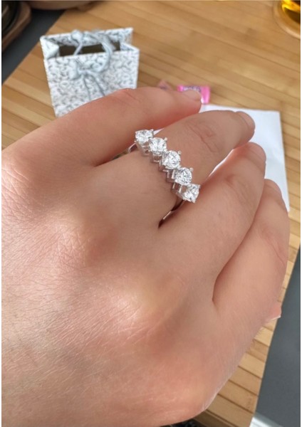 925 Ayar Gümüş 5 Taş Yüzük Pırlanta Montürü fırsatları