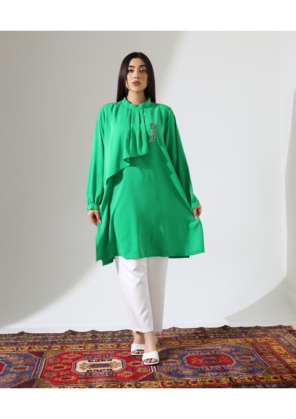 Büyük Beden Pile Kısa Tesettür Tunik