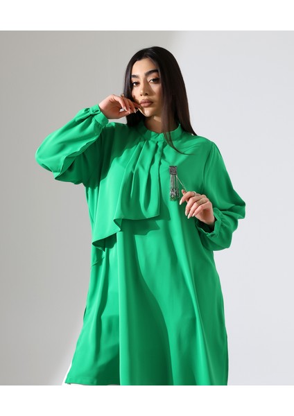 Büyük Beden Pile Kısa Tesettür Tunik