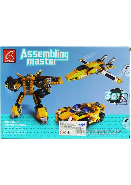 Ausini Assembling Master 3 In 1 273 Parça Sarı Dönüşen Robot modelleri