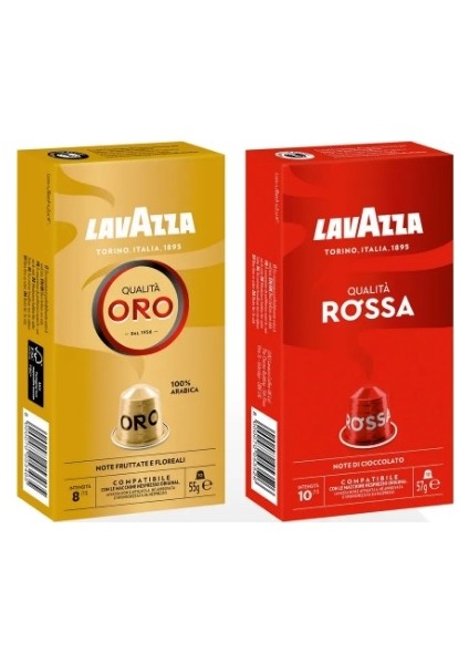 Nespresso Uyumlu Qualità Oro 55GR + Qualità Rossa 57GR Alüminyum Kapsül 2'li Paket