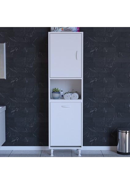 50 x 163,4 x 32,5 cm Çok Amaçlı 2 Kapaklı 3 Bölmeli Banyo Dolabı Mutfak Dolabı