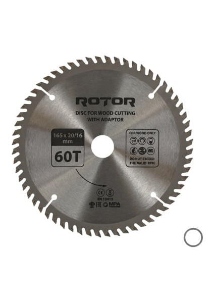 Ahşap Kesme Diski Rotor 165*20/16 Adaptörlü 60T