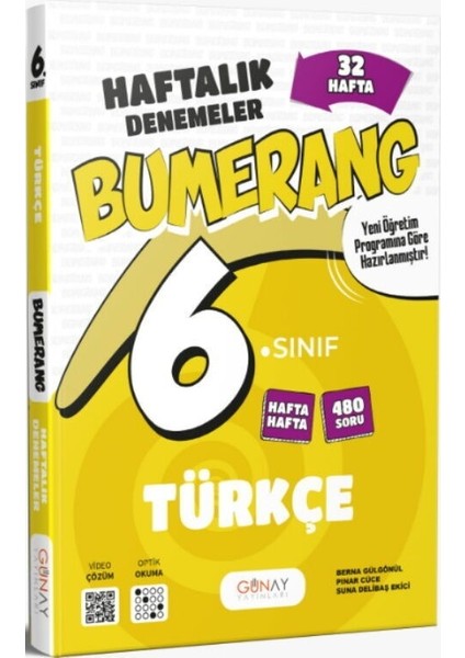 6. Sınıf Türkçe Bumerang 32 Haftalık Denemeleri Günay Yayınları