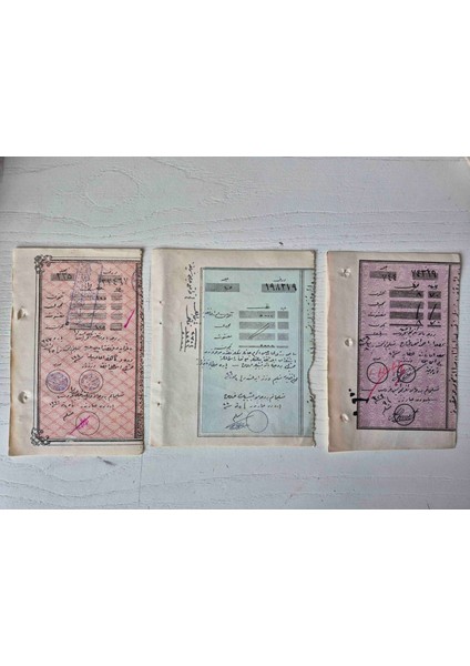3 Adet Osmanlıca Makbuz Osmanlı Dönem.; Koleksiyonluk 1920LER Makbuzlar.; Orijinal Koleksiyonluk.