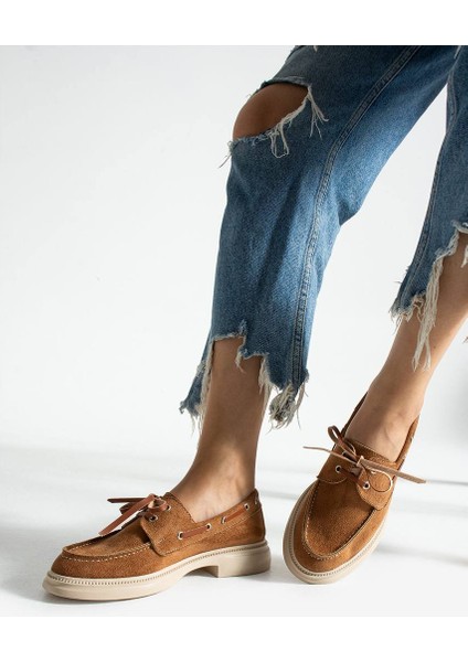 Kadın Günlük Taba Süet Loafer Ayakkabı modelleri