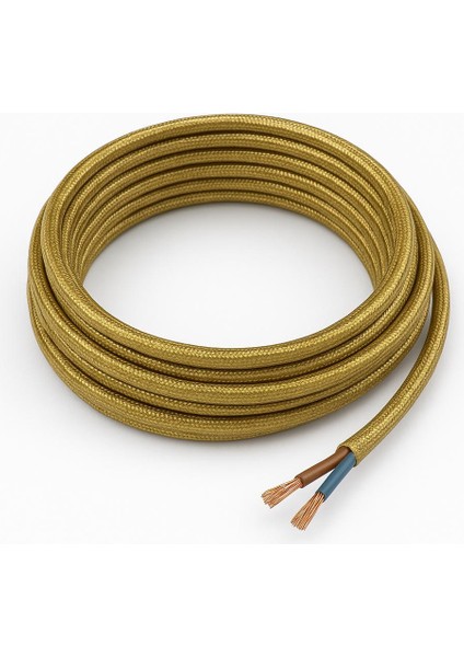 Dekoratif Kumaş Aydınlatma Elektrik Kablosu (2*0,50 TTR) (Simli Gold) 1 Metre modelleri