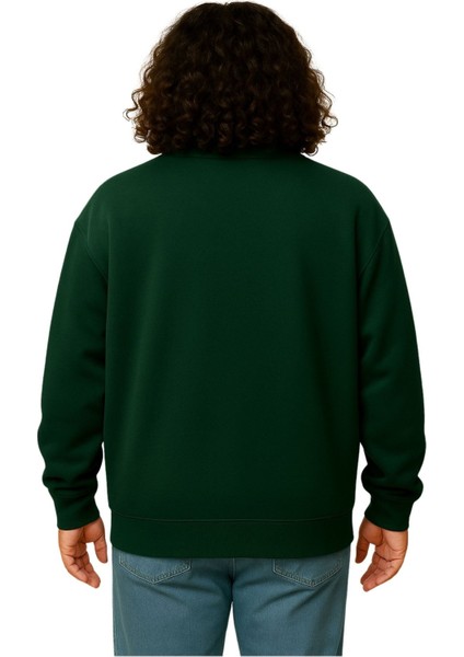 Erkek Büyük Beden 122-158 Kilo Arası Için Uygun Pamuklu Geniş Kalıp Dik Yaka Fermuarlı Sweat Mont fırsatları