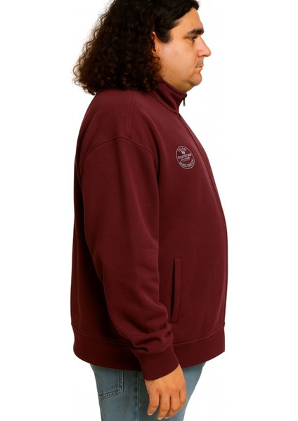 Erkek Büyük Beden 122-158 Kilo Arası Için Uygun Pamuklu Geniş Kalıp Dik Yaka Fermuarlı Sweat Mont modelleri