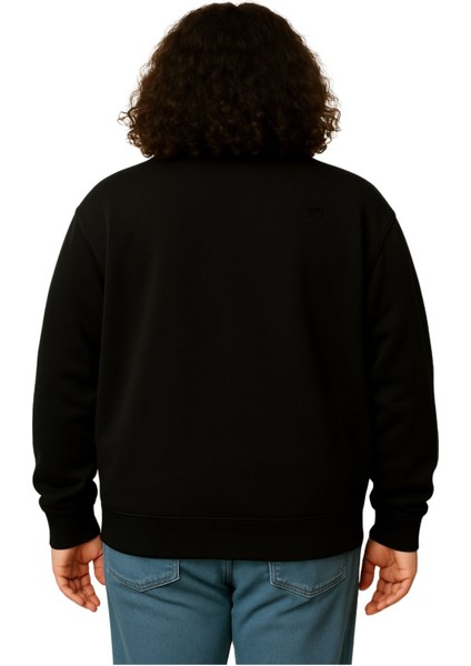 Erkek Büyük Beden 122-158 Kilo Arası Için Uygun Pamuklu Geniş Kalıp Dik Yaka Fermuarlı Sweat Mont fırsatları