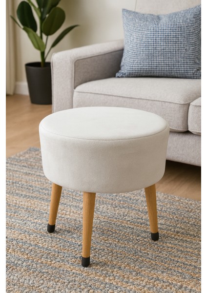 Puf Koltuk Bench Tabure – Beyaz - Ahşap Ayaklı fırsatları