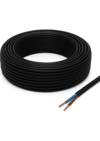Aydınlatma Elektrik Kablosu (2*0,50 Ttr Yuvarlak Tip) (Tam Bakır) Siyah 3 Metre
