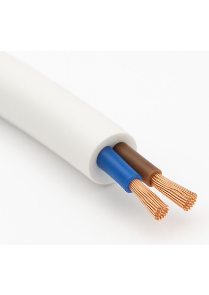 Aydınlatma Elektrik Kablosu (2*0,50 Ttr Yuvarlak Tip) (Tam Bakır) Beyaz 3 Metre fiyatları