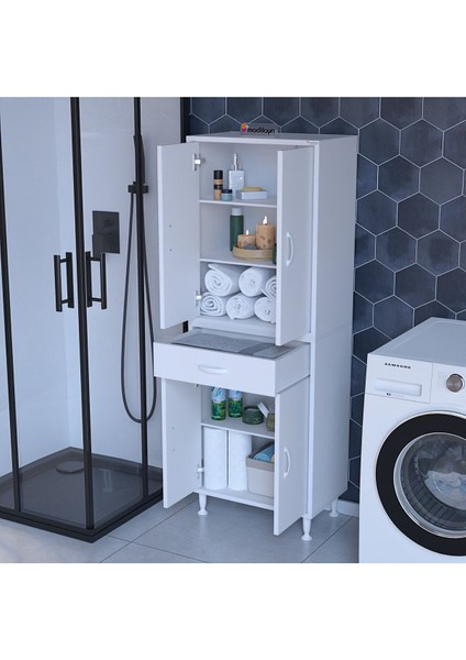 Emir Era 54 x 170,4 x 32,5 cm Mutfak Dolabı 4 Kapaklı Tek Çekmeceli 5 Bölmeli Çok Amaçlı Dolap