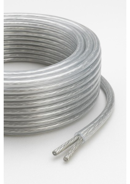 Şeffaf, Aydınlatma Elektrik Kablosu (2*0,50 TTR Yuvarlak Tip) (Kalaylı) 3 Metre