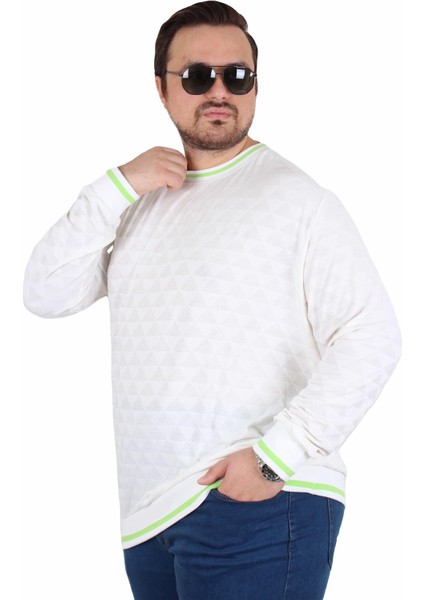 Mocgrande Erkek Büyük Beden Sıfır Yaka Triko Kazak Diamond 25200 Ekru