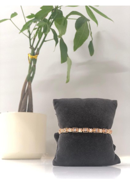 Xuping Su Yolu Zirkon Taşlı Vip Kadın Bileklik Rose Gold Paslanmaz Çelik