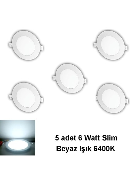 Slim Panel LED Sıva Altı 6 Watt 5 Adet