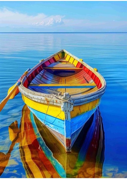 Mavi Deniz ve Renkli Kayık Kanvas Tablo – Doğa Manzara Ev Ofis Dekorasyonu fiyatları