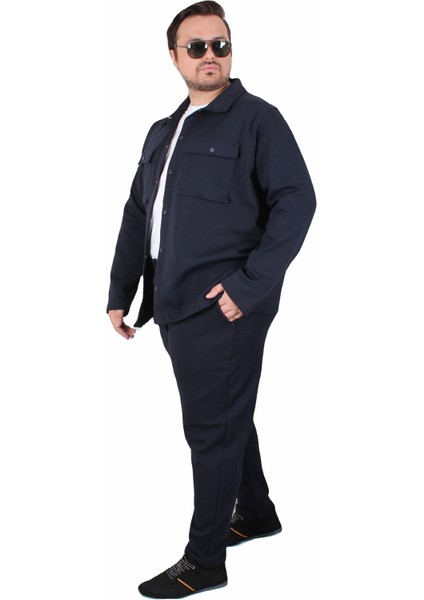 Mocgrande Erkek Büyük Beden Çift Cep Kapaklı Eşofman Takım TK25605 Lacıvert fiyatları