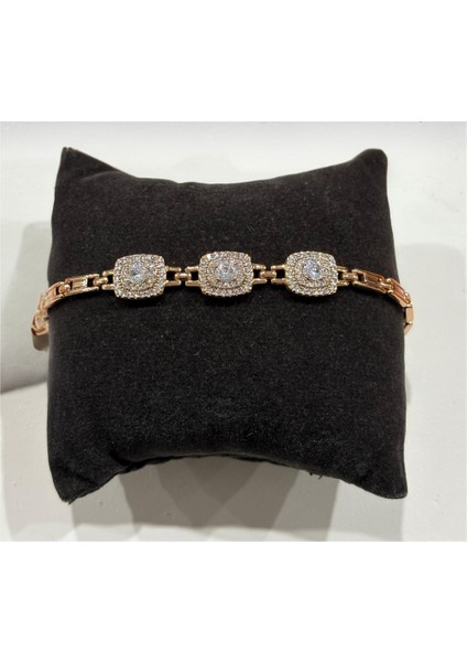 Xuping Zirkon Taş Işlemeli Kadın Vıp Bileklik Rose Gold Paslanmaz Çelik