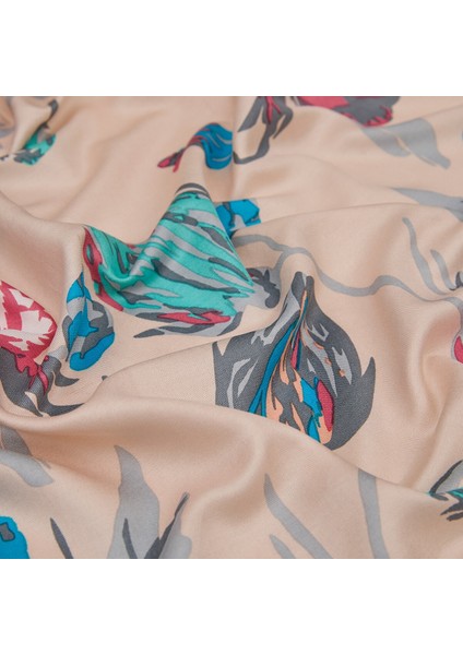 Uçuk Pembe Göksu Sefası Desenli Ipek Şal