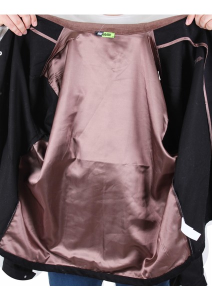 Mocgrande Büyük Beden Gabardin Mont Chaqueta Abrigo 25902 Sıyah fırsatları