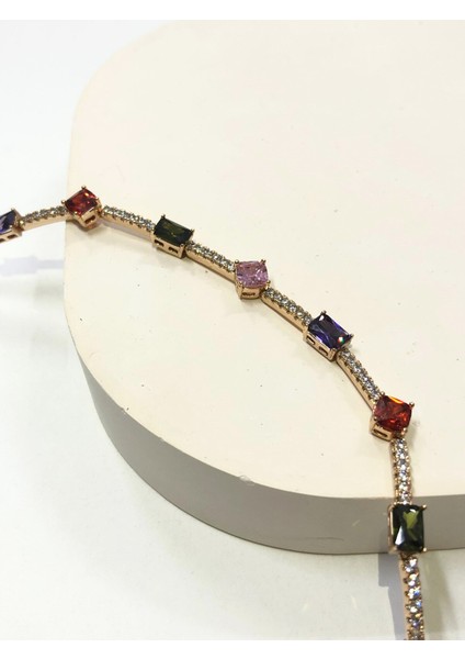 Xuping Seri Renkli Taş ve Mini Taş Işlemeli Kadın Vıp Bileklik Rose Gold Paslanmaz Çelik fiyatları