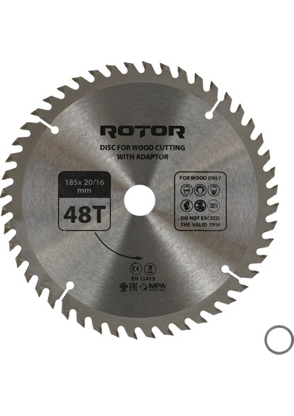 Ahşap Kesme Diski Rotor 185*20/16 Adaptörlü 48T