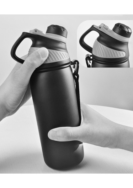 Inox Çelik Termos - 600 ml SUS304 Çelik Termos Profesyonel Pudra 722130