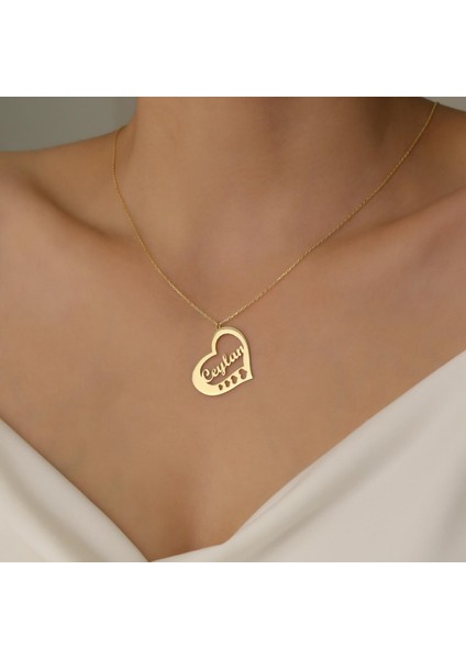 925 Ayar Gümüş Kalbin Içinde Isim Yazılı Kolye