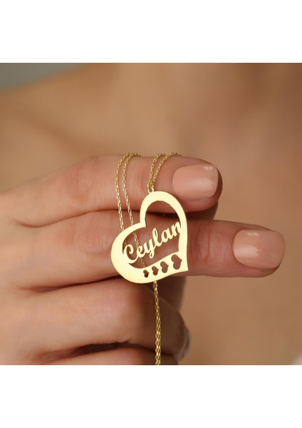925 Ayar Gümüş Kalbin Içinde Isim Yazılı Kolye