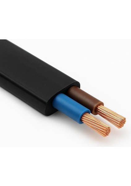 Aydınlatma Elektrik Kablosu Yassı Kablo (2*0,50 Ttr Balık Sırtı Tip) (Tam Bakır) Siyah 3 Metre fiyatları