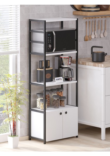 Egem Ev Mutfak Standı 2 Kapaklı 4 Raflı Kahve Köşesi Mutfak Rafı Mutfak Bangosu Cok