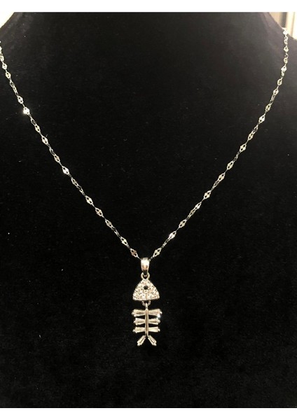 Paslanmaz Çelik Gümüş Taşlı Incili Işlemeli - Desenli Kadın Kolye fiyatları