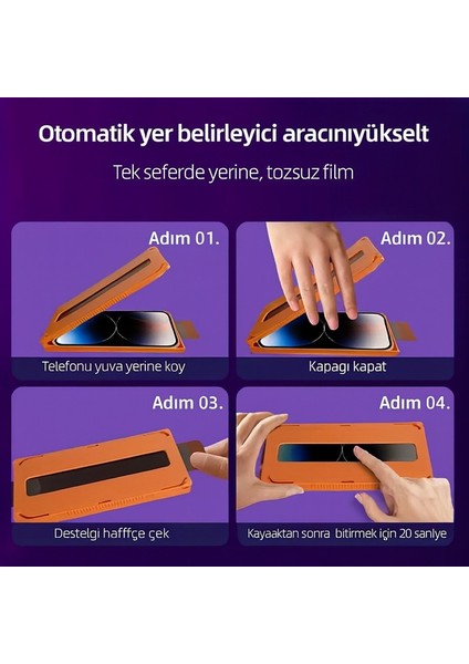 iPhone 17 Pro Max Hayalet Kendinden Aparatlı 9h Kırılmaz Cam Ekran Koruyucu – Ultra Şeffaf, Toz ve Kabarcık Önleyici modelleri