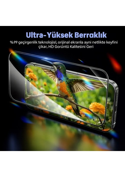 iPhone 17 Pro Max Hayalet Kendinden Aparatlı 9h Kırılmaz Cam Ekran Koruyucu – Ultra Şeffaf, Toz ve Kabarcık Önleyici indirimleri