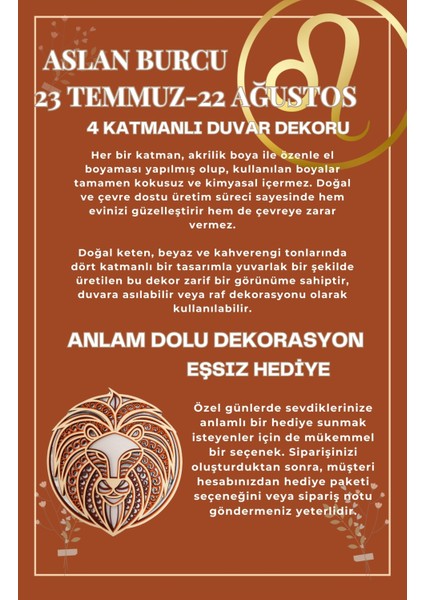 Bohem Ev Dekorasyonu Aslan Burcu Temalı Duvar Süsü Ahşap Dekorasyon fırsatları