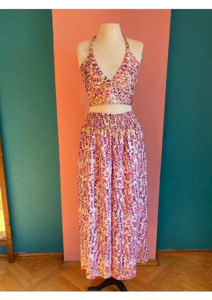 Işıltılı Yaldızlı Ipek 3’lü Takım – Kimono + Palazzo Pantolon + Bağlamalı Büstiyer (36-48) modelleri