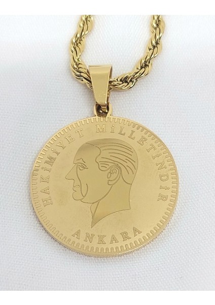 Paslanmaz Çelik Atatürk Resimli Gold Kadın Kolye fiyatları