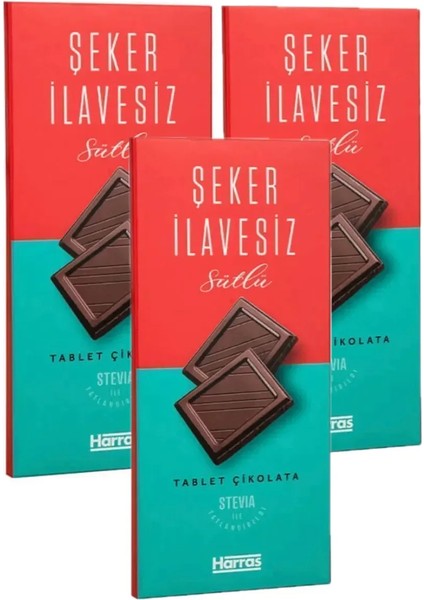 Şeker Ilavesiz Çikolata 100 gr - 3 Adet