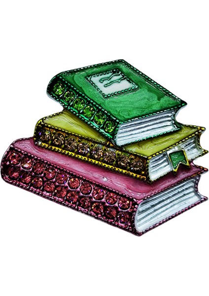 Kitap Aşkı Broşu – Renkli Taşlı Kitap Figürlü Zarif Takı fiyatları